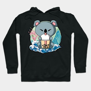 Boba Tea Koala Bear Japanese Great Wave Kanagawa Hoodie